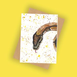 Carte de voeux python serpent, carte d'anniversaire A6 10 x 15 cm, carte pour toute occasion, carte reptile, carte serpent, gardien de serpents, éleveur