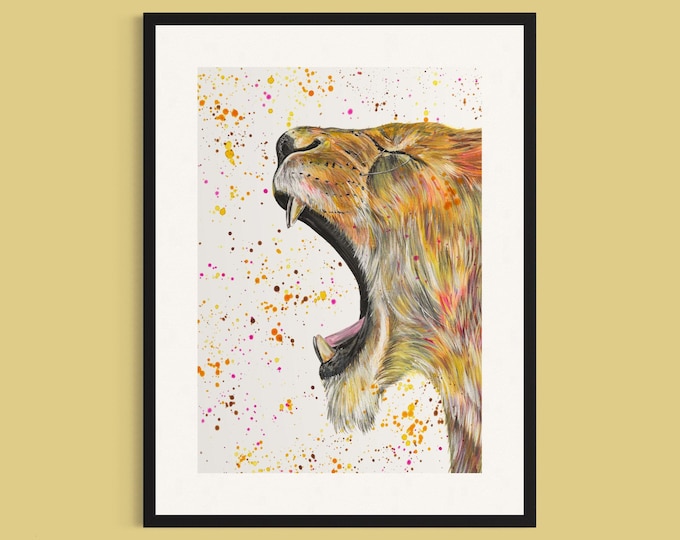 Roaring Lioness Art Print ‘Reeva’