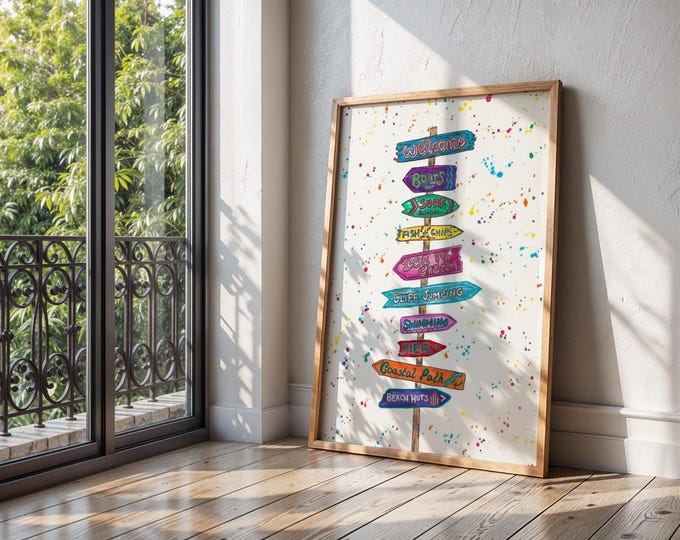 Beach Signposts Art Print