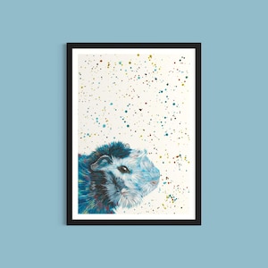 Guinea Pig Art Print: Colorful Pet Portrait, Kids Room Decor