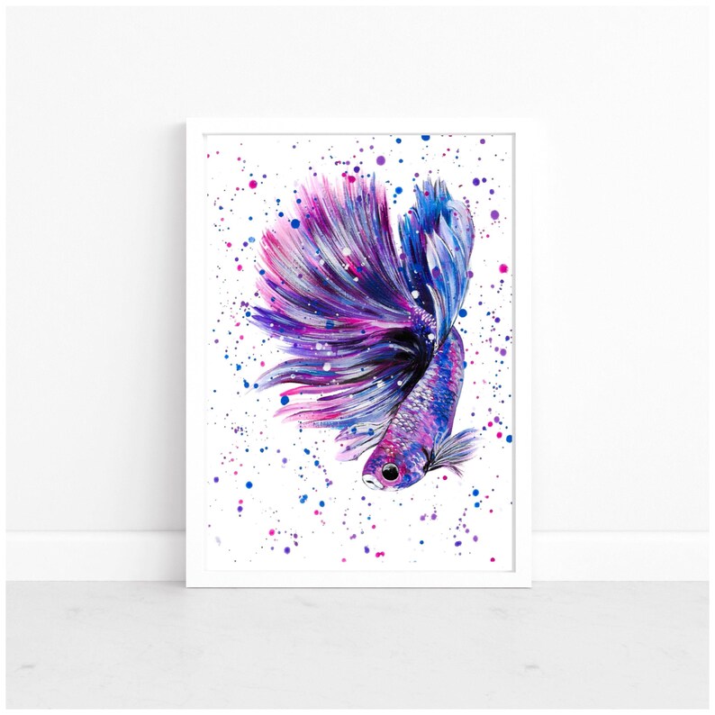 Betta Fish Art Print: Colourful Fighter Fish Painting 画像 5
