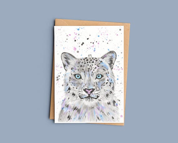 Snow Leopard Blank Greeting Card ‘Nix’
