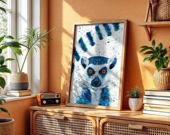 Lemur Art Print: Colourful Animal Wall Art for Kids Room