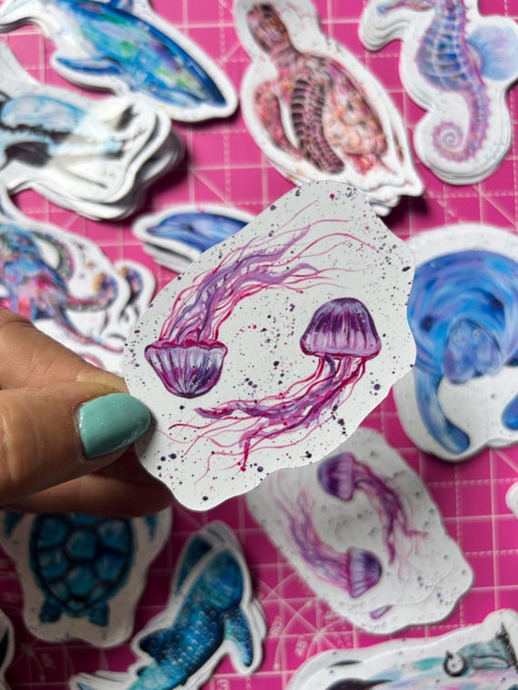 Pink Jellyfish Sticker: Sea Life Decal for Laptop, Journal