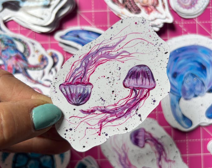 Jellyfish Sticker, Sea Life Decal, Beach Life, Holiday Journal Sticker, Wildlife Decal, Under the Sea, Ocean Life