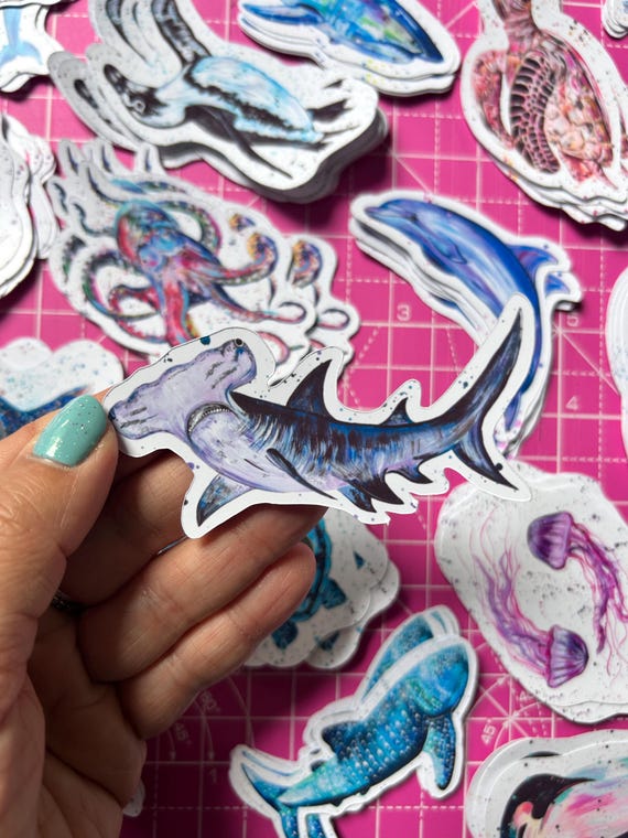 Hammerhead Shark Sticker: Glossy Vinyl Decal - Sea Life Art