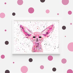 Fennec Fox Art Print: Pink Animal Painting, Nursery Decor image 3