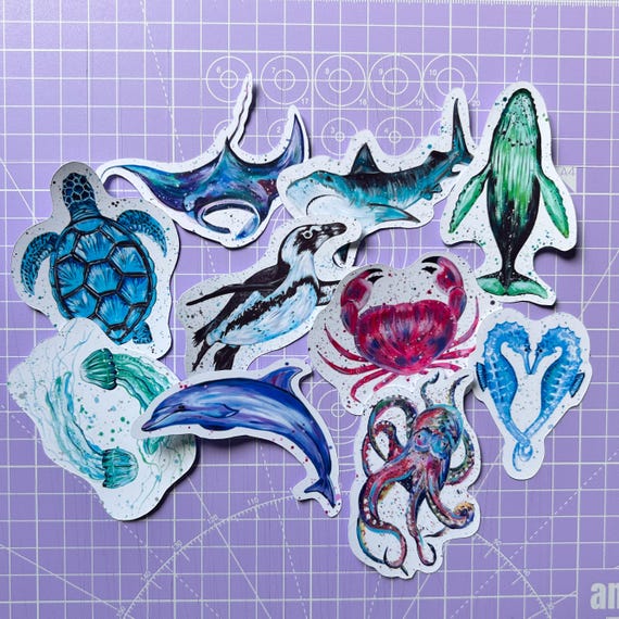 Sea Life Sticker Pack: Marine Animal Designs, Scrapbooking, Journalling