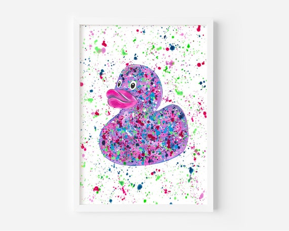 Rubber Ducky Painting, Original Rubber Duck Art, Duck Decor, Wall Art, Nursery Decor, Acrylic Painting, Retro Toy Art, Funky Decor