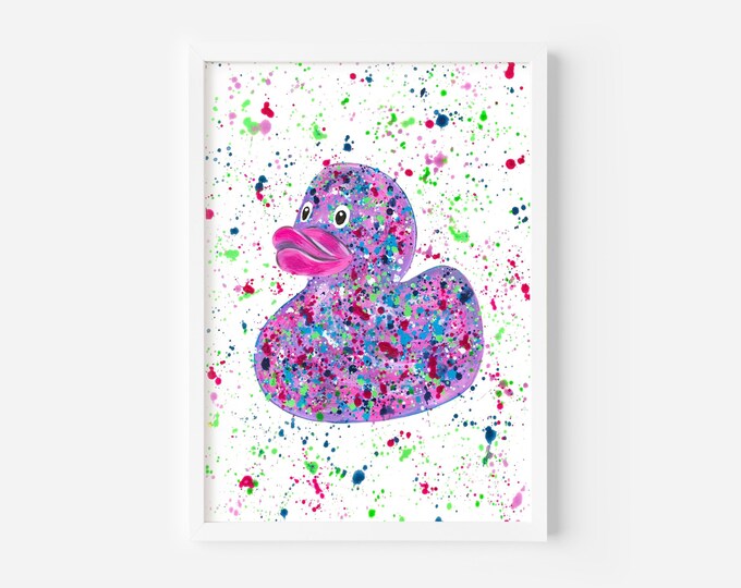 Rubber Ducky Painting, Original Rubber Duck Art, Duck Decor, Wall Art, Nursery Decor, Acrylic Painting, Retro Toy Art, Funky Decor