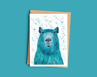 Capybara Greeting Card: Colourful Animal Art Card