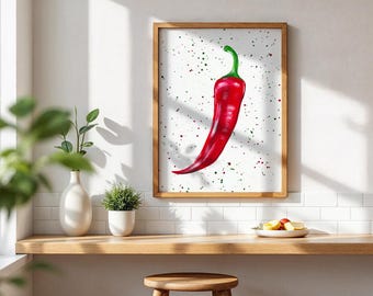 Chilli Pepper Art Print: Spicy Kitchen Wall Decor