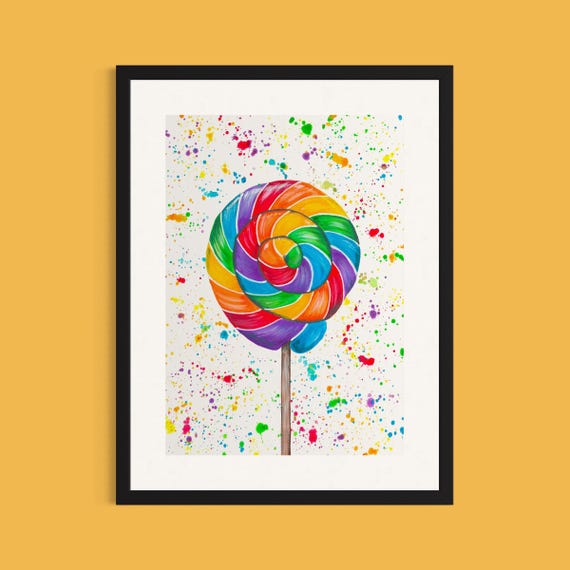 Rainbow Swirl Lolly Art Print