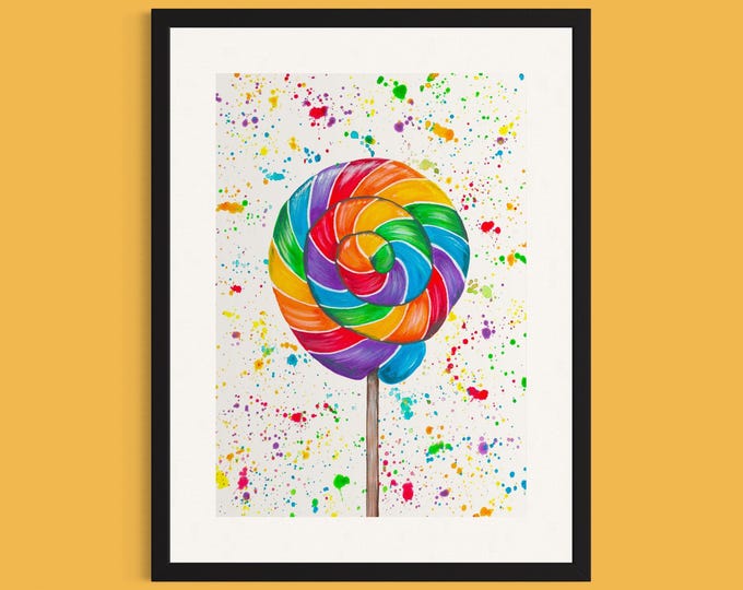 Rainbow Swirl Lolly Art Print
