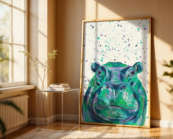 Hippo Art Print ‘Ned’