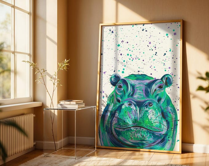 Hippo Art Print ‘Ned’