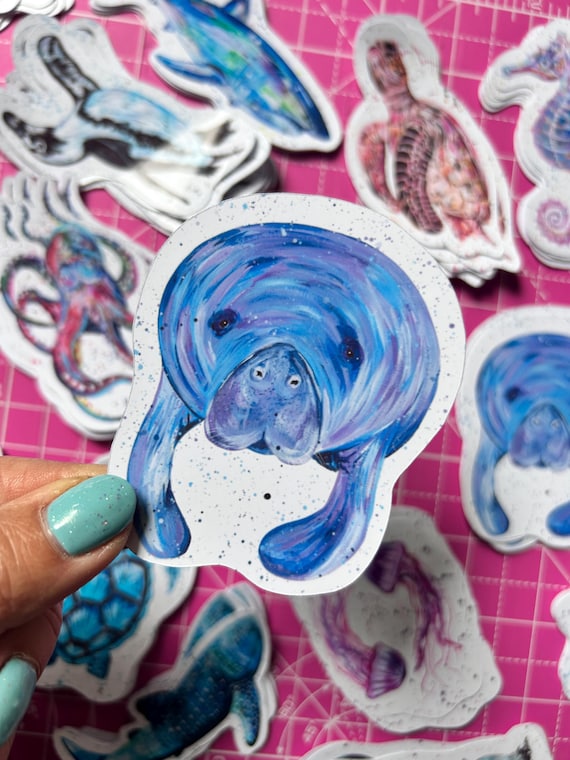 Manatee Sticker: Colourful Sea Life Decal - Ocean Mammal