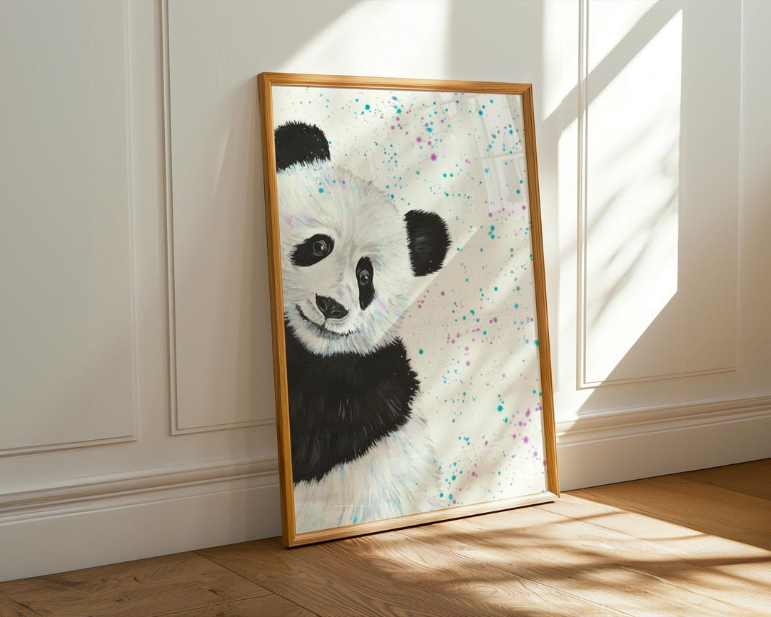 Panda Art Print: Colourful Nursery Wall Decor - Etsy