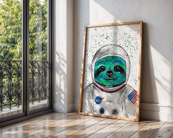 Spaceman Sloth Art Print ‘Otto In Space’