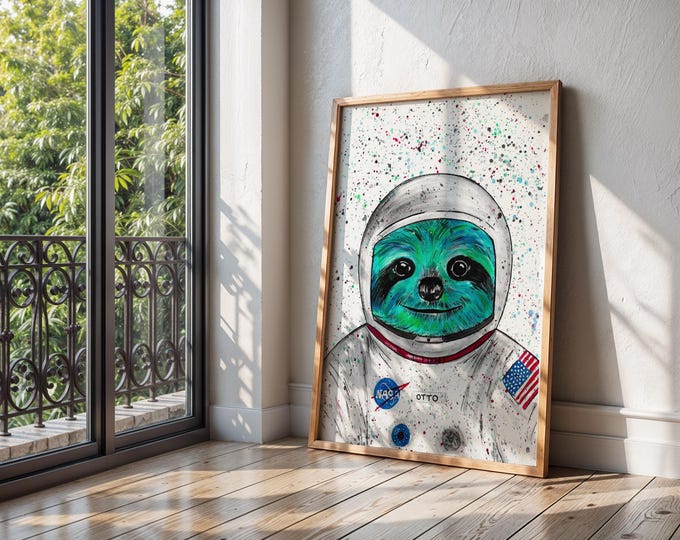 Spaceman Sloth Art Print ‘Otto In Space’