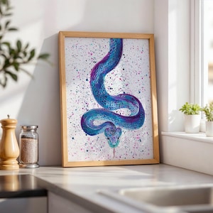 Snake Art Print: Gothic Serpent Painting, Reptile Wall Art
