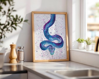 Snake Art Print: Gothic Serpent Painting, Reptile Wall Art