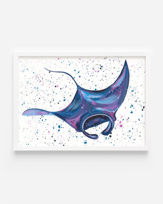 Manta Ray Original Painting, ‘Mara’, An original Acrylic Painting of a Mantaray by Emma LC, Sea Life Art, Manta Decor, Ray Fish Art,