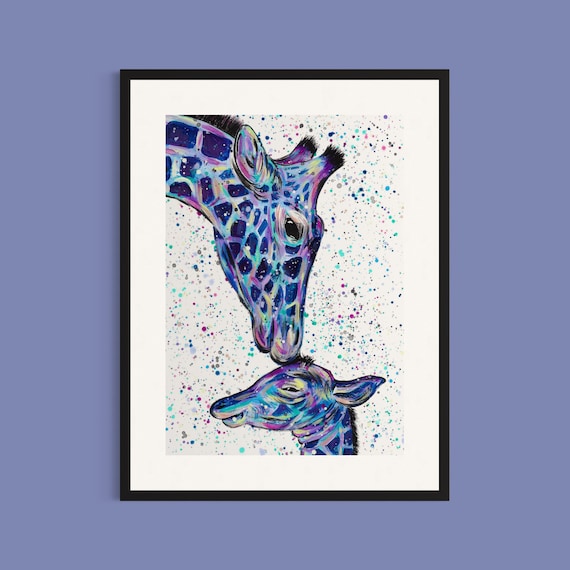 Giraffe Mum and Baby Art Print ‘Milly & Max’