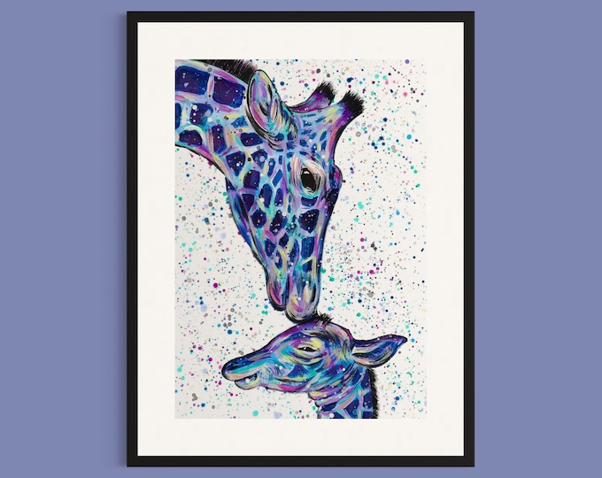 Giraffe Mum and Baby Art Print ‘Milly & Max’