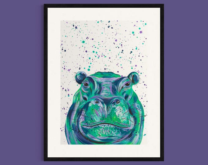 Hippo Art Print ‘Ned’