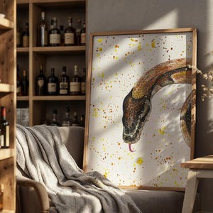 Python Snake Art Print: Colourful Reptile Painting