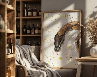 Impression d'art de serpent python : peinture de reptile coloré