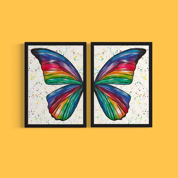 Rainbow Butterfly Art Print Set