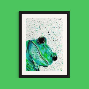 Frog Art Print: Quirky Wildlife Painting, Contemporary Decor