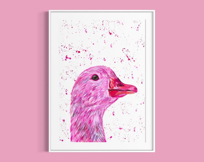 Printable Pink Goose Art Print