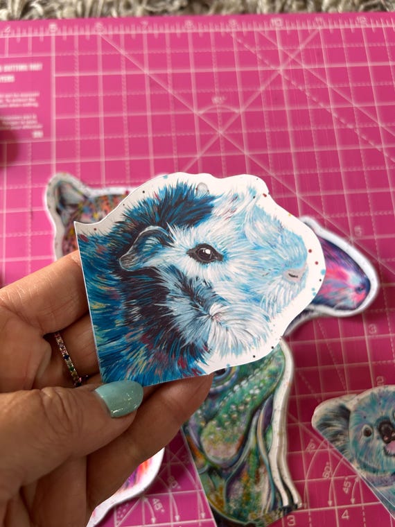 Guinea Pig Sticker: Glossy Vinyl Peeking Animal Decal