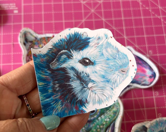 Guinea Pig Sticker, Cavie Decal, Peeking Animal Decal, Glossy Vinyl, Wildlife Stickers, Phone Decal, Scrapbooking for Kids