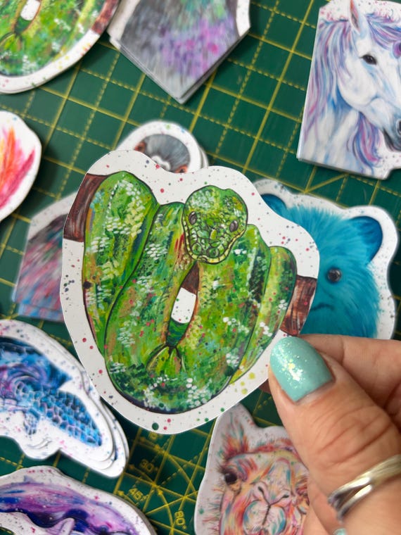 Tree Snake Vinyl Sticker: Reptile Decal for Laptop, Journaling