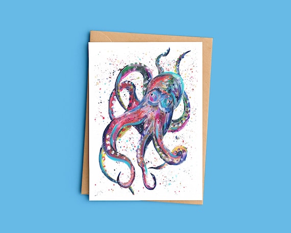 Octopus Blank Greeting Card ‘Ollie’