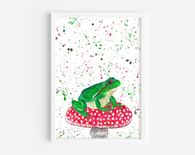 Frog on a Toadstool Original Painting