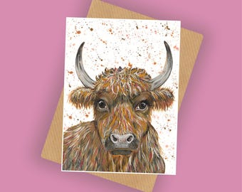 Highland Cow Greetings Card
