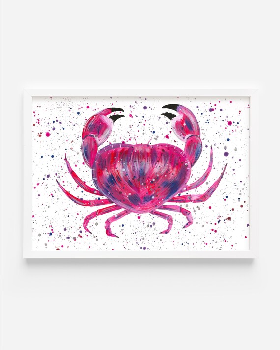 Crab Painting, Crab Art, An Original Acrylic Painting by Emma LC, Original Art, Colourful Art,  Sealife Decor, Bathroom, Kitchen, Restaurant
