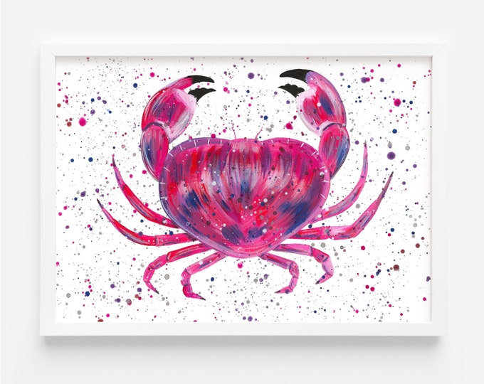 Crab Painting, Crab Art, An Original Acrylic Painting by Emma LC, Original Art, Colourful Art,  Sealife Decor, Bathroom, Kitchen, Restaurant
