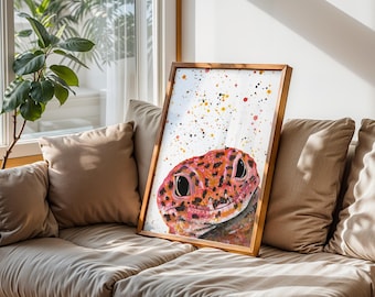 Leopard Gecko Art Print: Hand-Painted Reptile Wall Decor