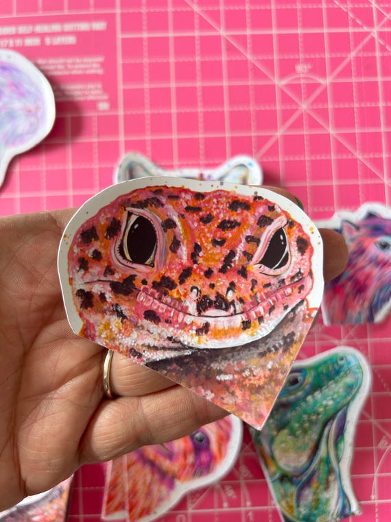 Leopard Gecko Vinyl Sticker: Reptile Decal for Laptop, Phone, Journal