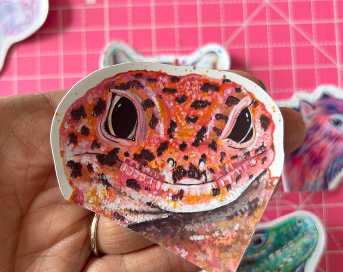 Leopard Gecko Sticker, Vinyl Animal Decal, Reptile Decal, Wildlife Stickers, Diary, Journalling Decal, Scrapbooking, Phone, Laptop