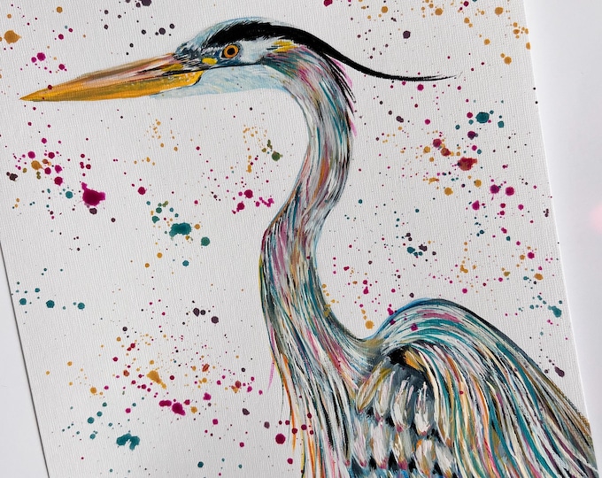 Original Heron Acrylic Painting