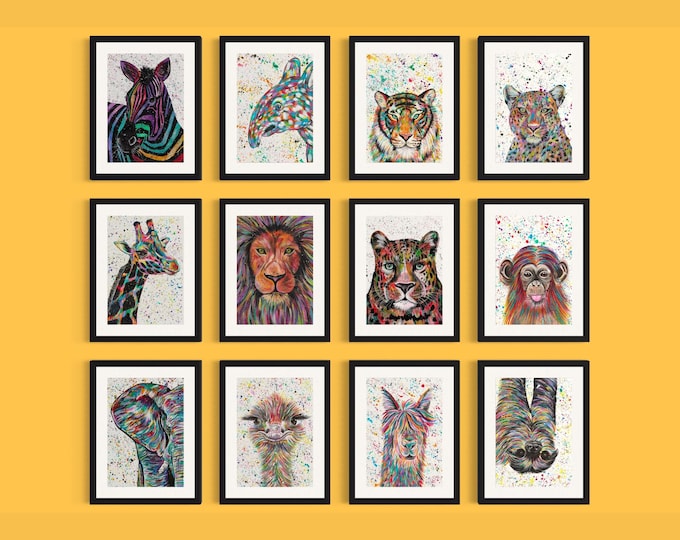 Rainbow Animal Art Prints