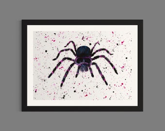 Spider Art Print ‘Quincy’, Tarantula Painting, Arachnid Art, Halloween Decor, Colourful Animal Painting, Spider Gifts, Spider Print