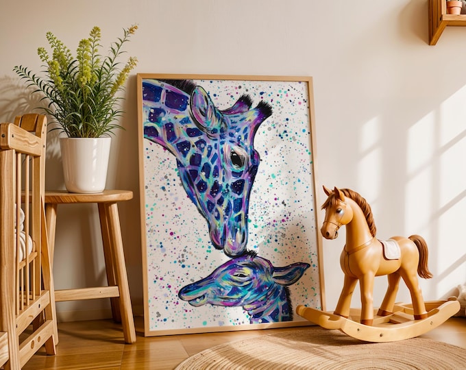 Giraffe Mum and Baby Art Print ‘Milly & Max’